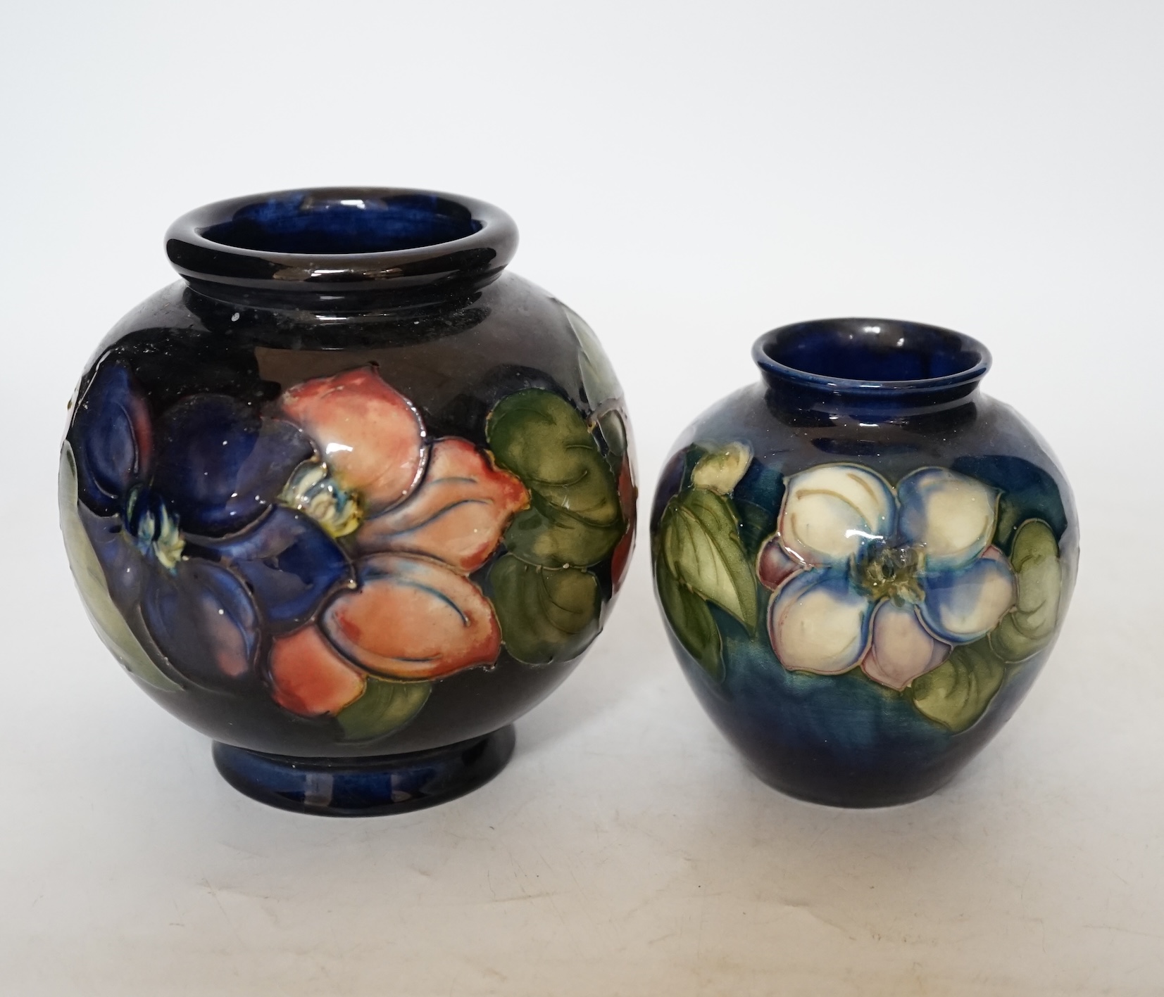 Two Moorcroft anemome vases, tallest 13cm